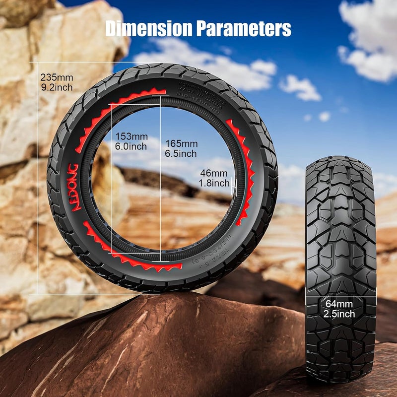 Cooryda 10X2.5 Off Road Tire for Ninebot F20/F40/G30/mi4 ULTRA/mi4,10 inch Solid Tyres 60/70-6.5 with Mounting Tool for Electric Scooter, 10X2.5'' Scooter Replacement Wheels For Front(Red 1pc) - Image 5